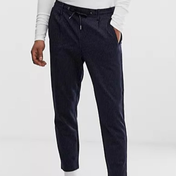 SOLD Jack & Jones Navy Pinstripe Drawstrings Pants - Picture 1 of 4